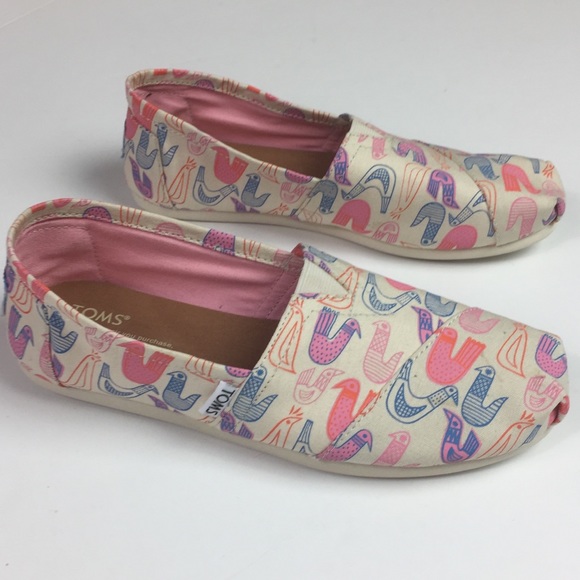 Toms Coral Multi Birds Women’s Size 7 - Picture 2 of 8